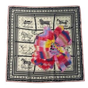 Hermes Hermès Women's Carré 55 Scarf, Horse Blanket, Kyoto Marble Flower, Silk